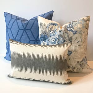Gray ikat striped throw pillow