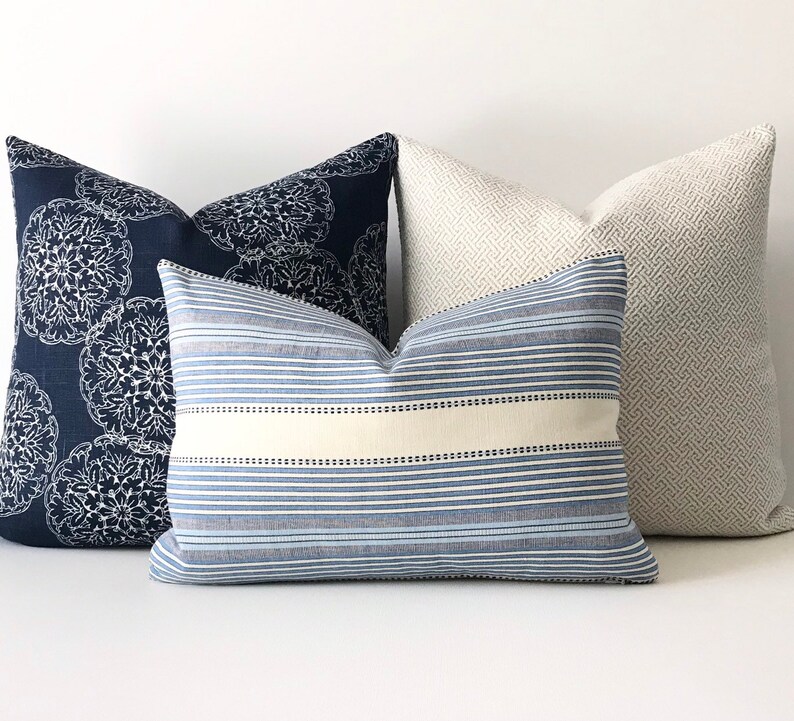Navy Medallion Decorative Throw Pillow Cover Indigo Danda Etsy