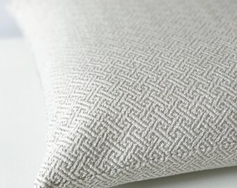 White and gray chenille key geometric decorative pillow cover