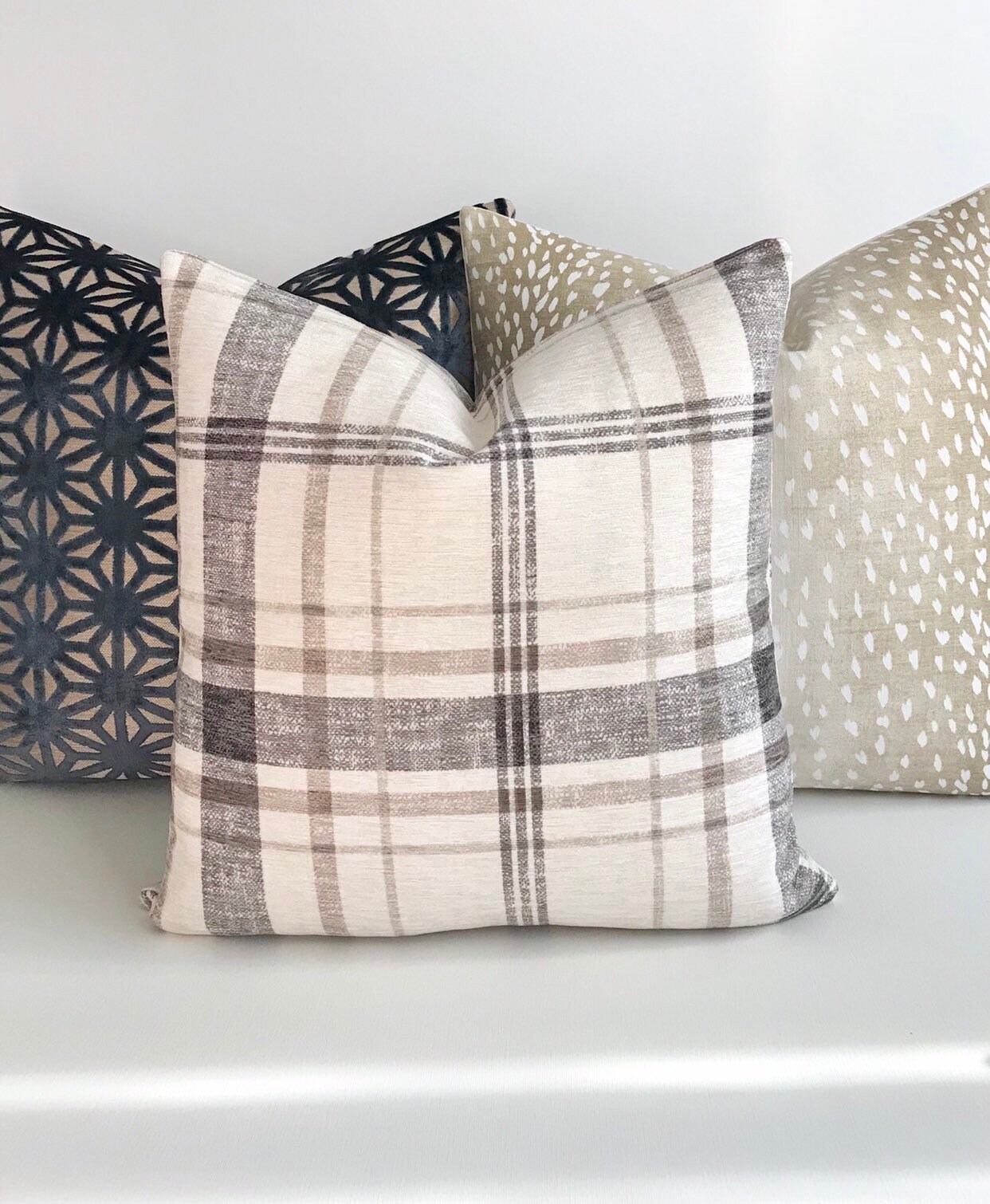 grey buffalo plaid pillows