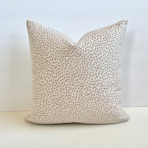 Cream off white and blush pink chenille confetti polka dot decorative throw pillow cover image 2