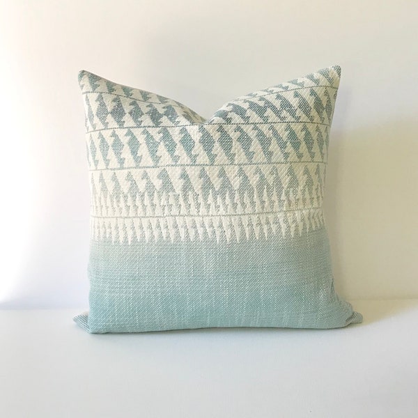 Light aqua blue tribal striped boho Decorative Pillow Cover