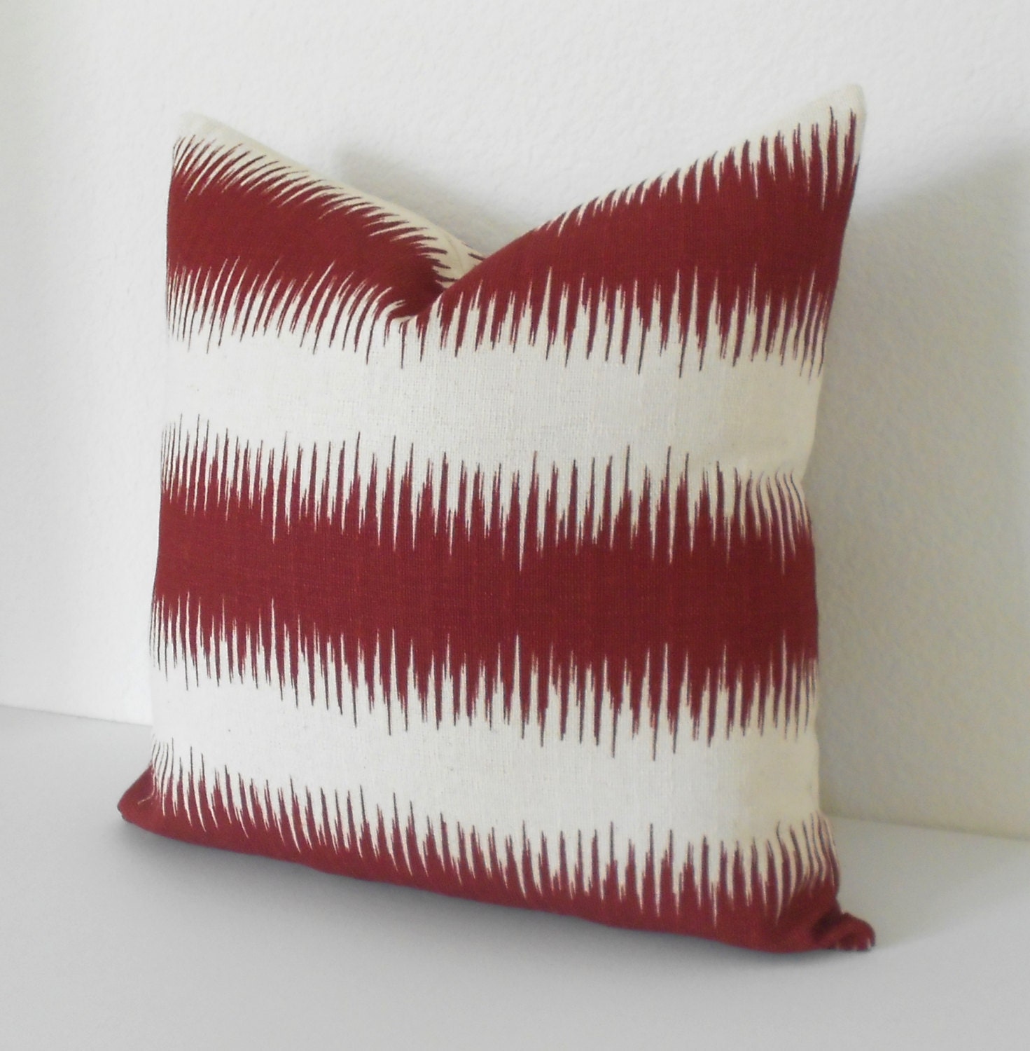 Red ikat striped decorative throw pillow Etsy