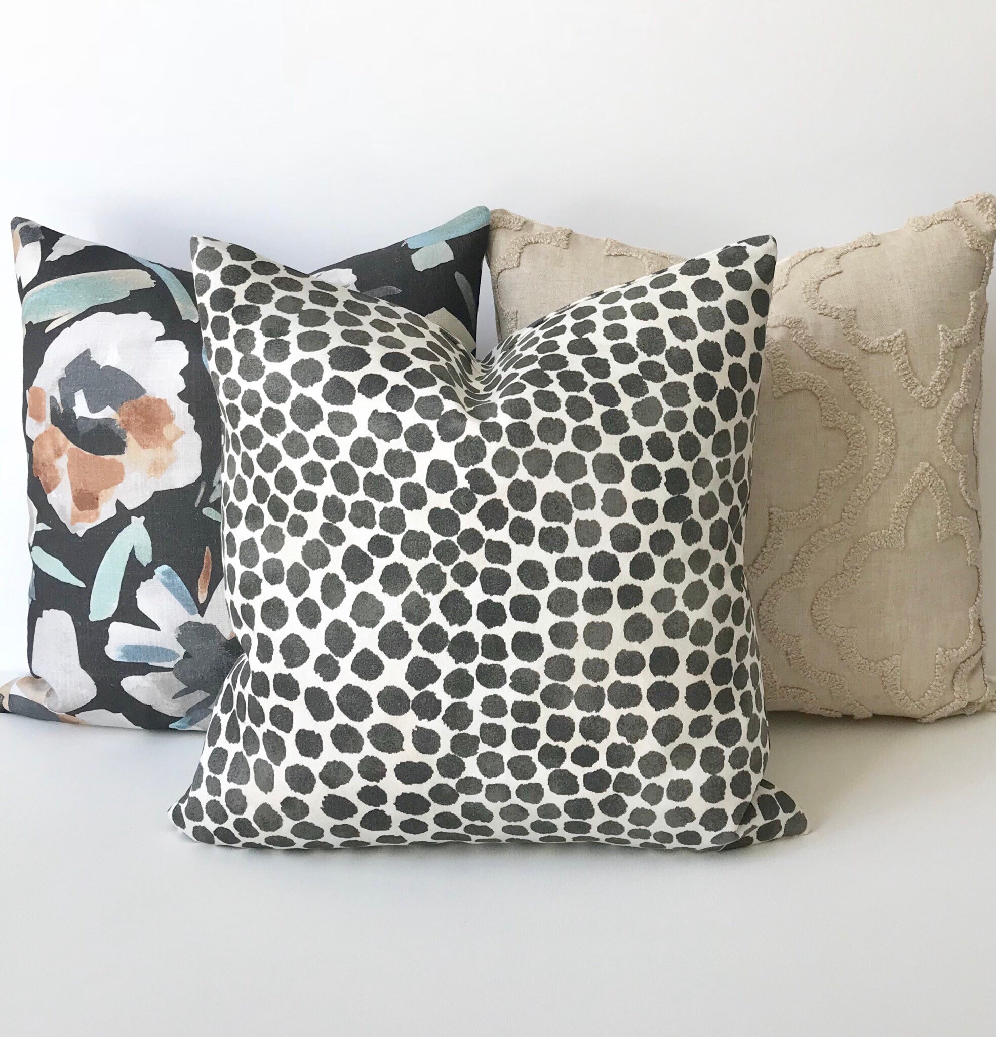 Black and white watercolor dots pillow cover black spots Etsy