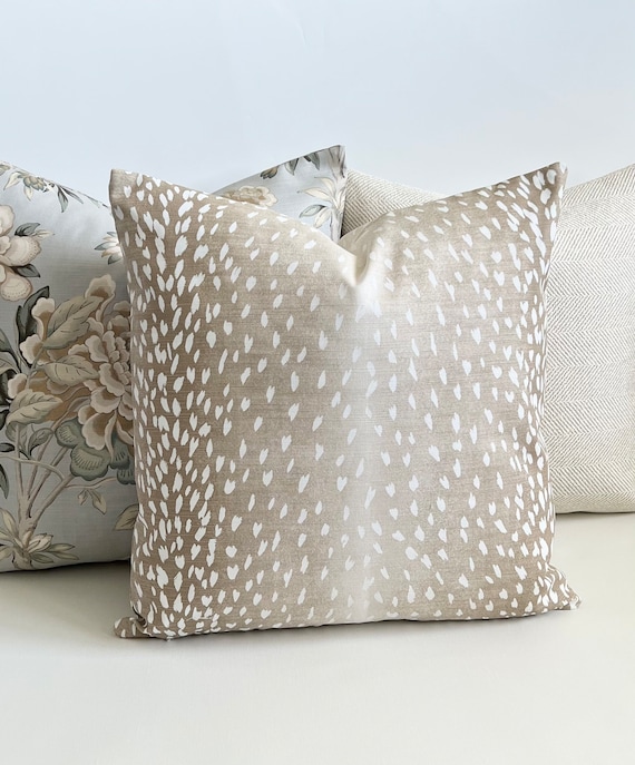 Fawn Antelope Vern Yip Pillow Beige Animal Print Decorative Pillow Cover Etsy