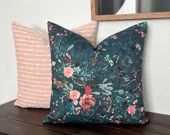 Turquoise aquamariner rosa mehrfarbiger boho Blumen dekorativer Kissenbezug