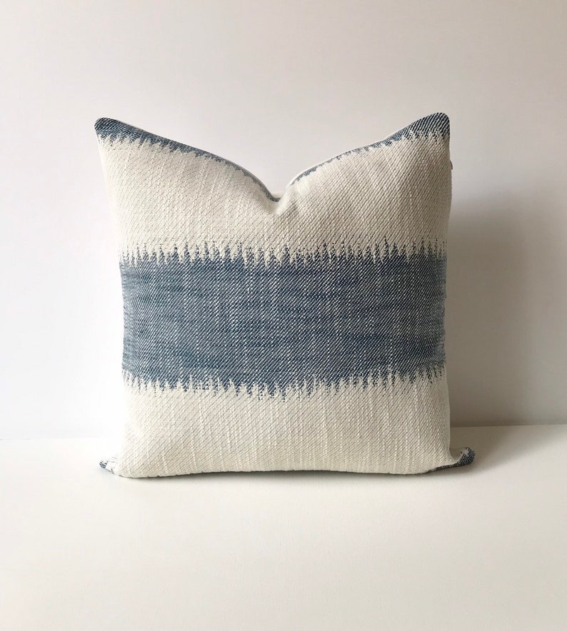 Navy indigo blue ikat striped boho Decorative Pillow Cover image 2