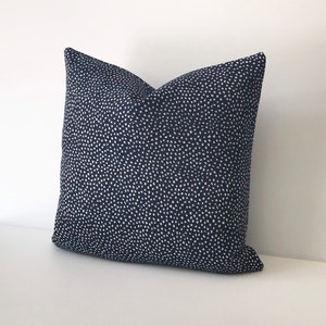 Navy blue and cream chenille confetti polka dot decorative throw pillow cover