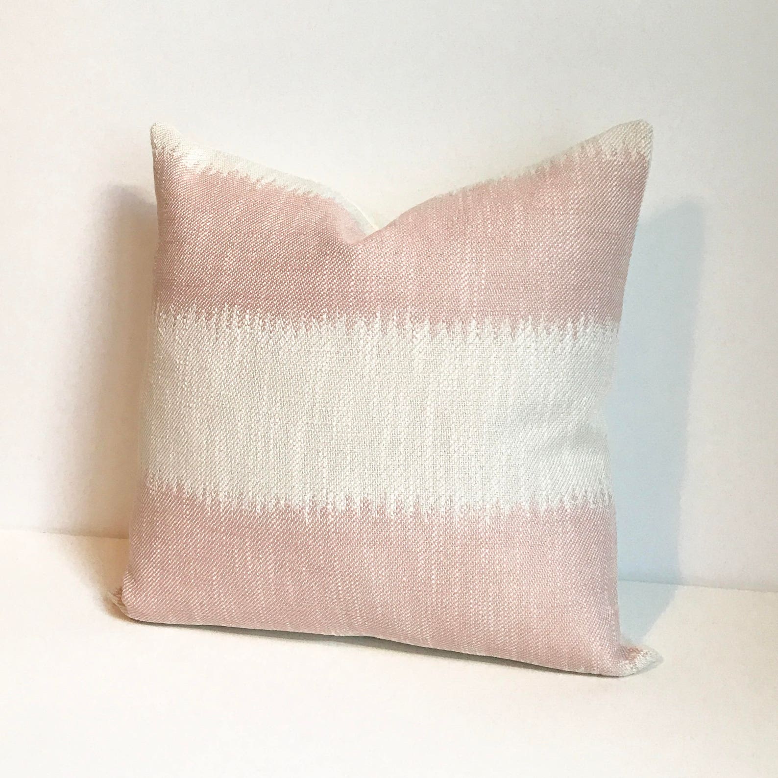 Blush Pink Ikat Striped Boho Decorative Pillow Cover Etsy