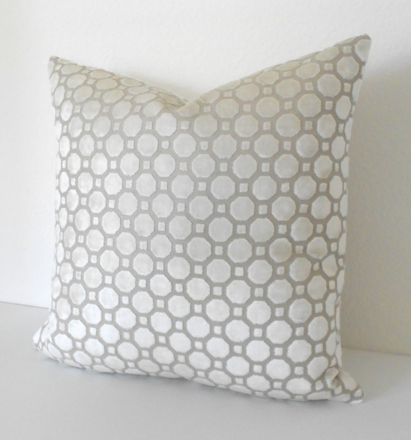 Geometric velvet decorative pillow in pearl Etsy