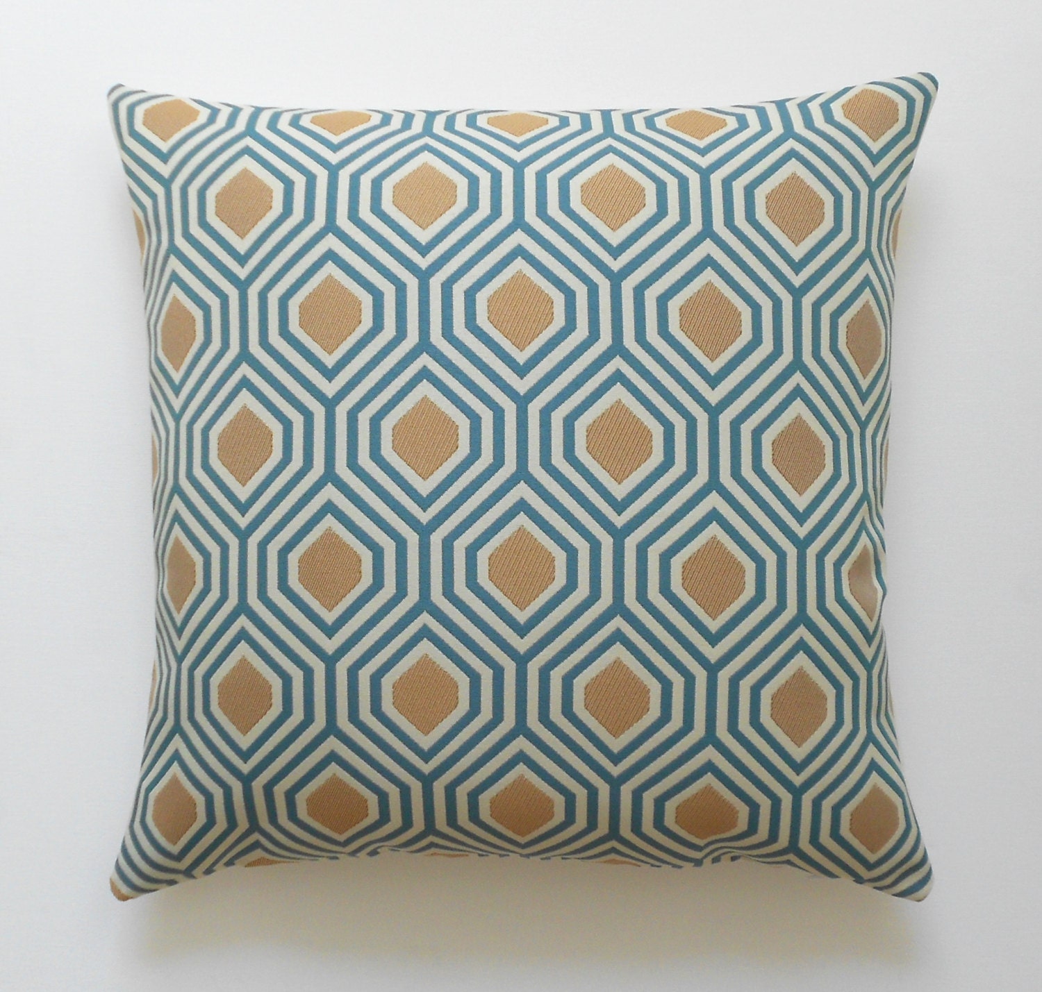 Turquoise and gold geometric decorative pillow throw pillow Etsy