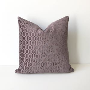 Purple chenille geometric pillow, velvet dots decorative pillow cover image 2