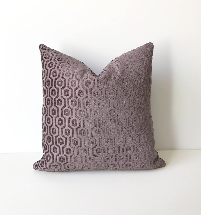 Purple chenille geometric pillow, velvet dots decorative pillow cover image 2