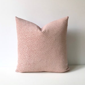 Blush pink and cream chenille confetti polka dot decorative throw pillow cover