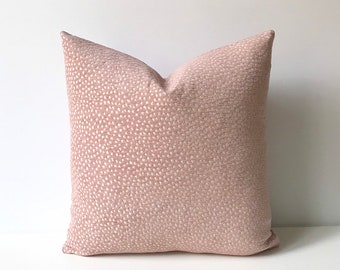 Blush pink and cream chenille confetti polka dot decorative throw pillow cover