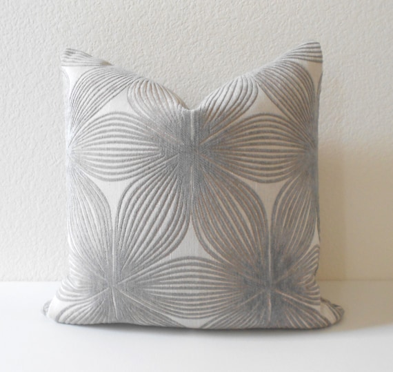 Light Gray Modern Floral Chenille Decorative Pillow Cover Etsy
