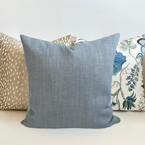 Chenille chambray blue, light blue decorative pillow cover