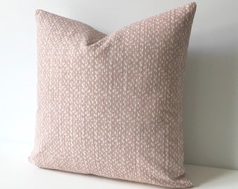 Blush pink and white modern pebble dots print decorative pillow cover