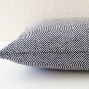 Navy blue herringbone decorative throw pillow cover