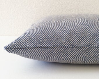 Navy blue herringbone decorative throw pillow cover