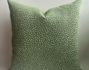 Green and cream chenille confetti polka dot decorative throw pillow cover