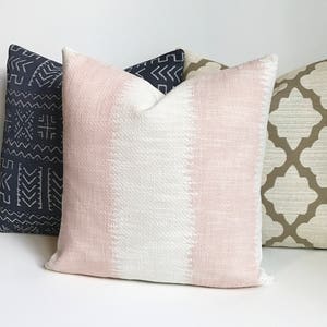 Blush pink ikat striped boho Decorative Pillow Cover image 5