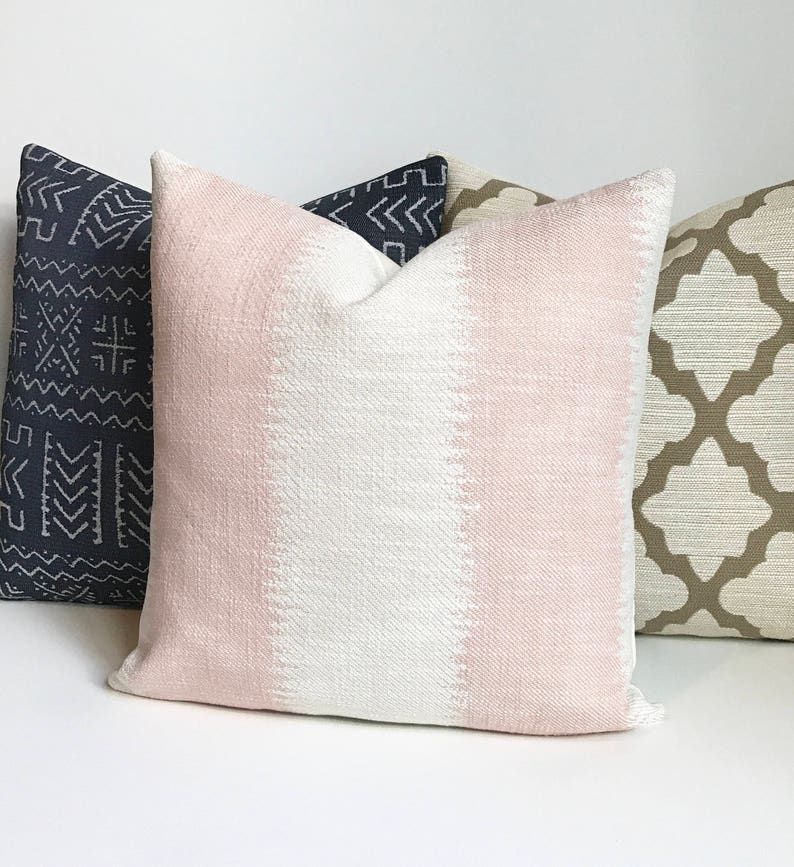 Blush pink ikat striped boho Decorative Pillow Cover image 5