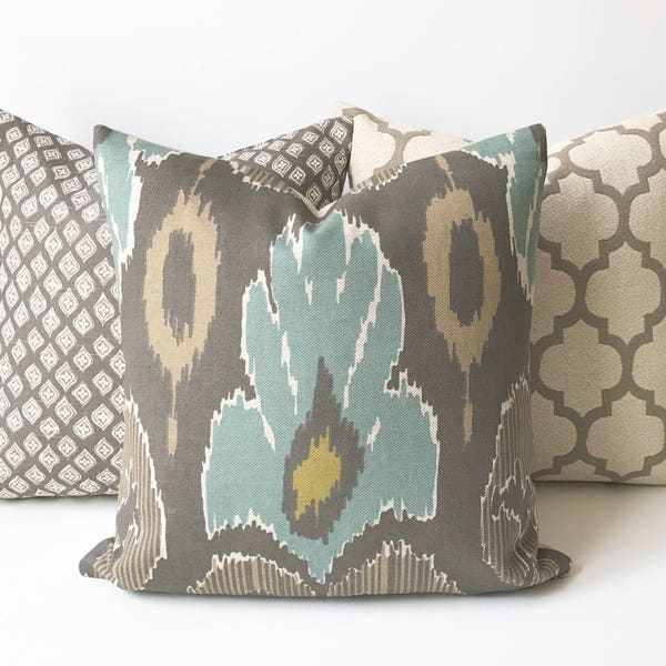 Teal and Brown Pillows Etsy