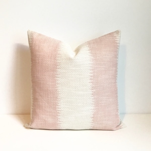 Blush pink ikat striped boho Decorative Pillow Cover image 3