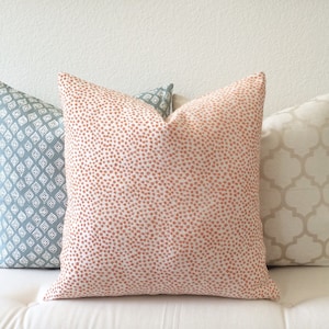 Orange coral confetti polka dot decorative throw pillow cover, double sided, cover only