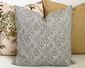Taupe beige boho diamond floral tile decorative pillow cover