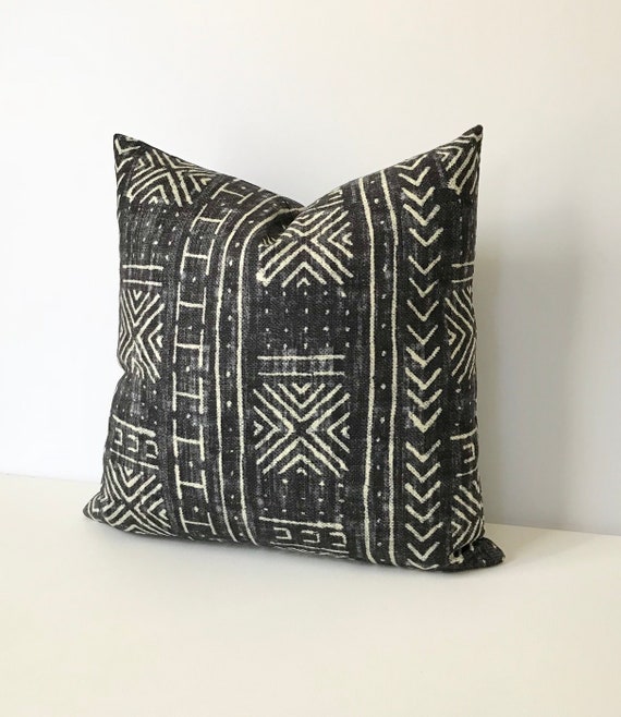 Black Tribal Mud Cloth Geometric Print Decorative Pillow Cover - Etsy
