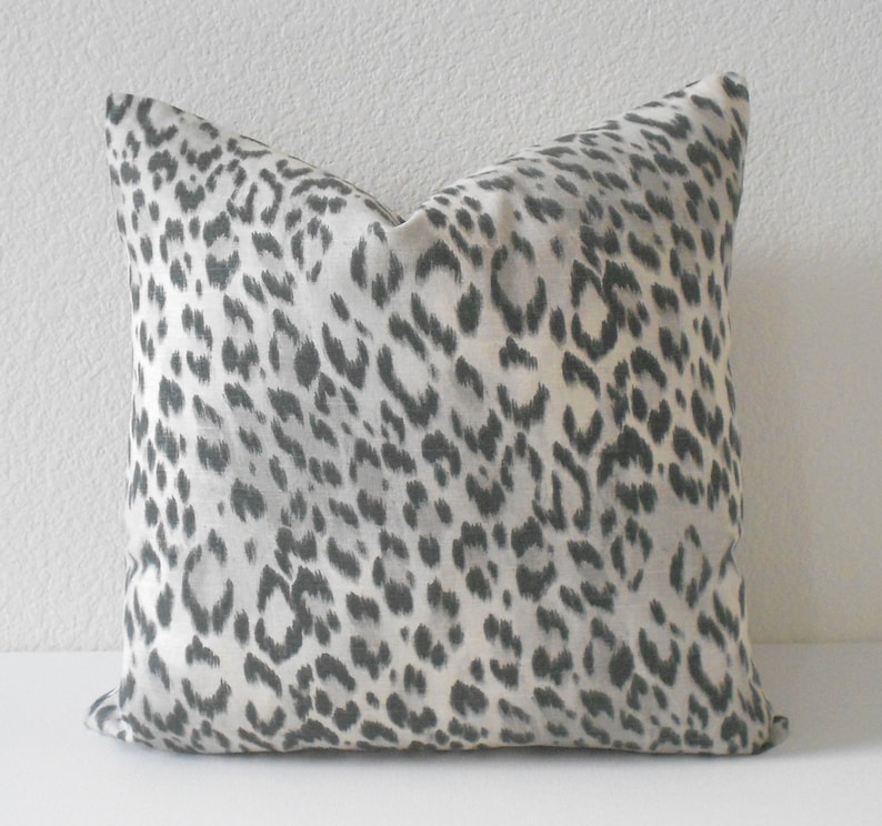 Double Sided Gray Animal Print Leopard Decorative Pillow Cover Etsy