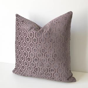 Purple chenille geometric pillow, velvet dots decorative pillow cover image 1