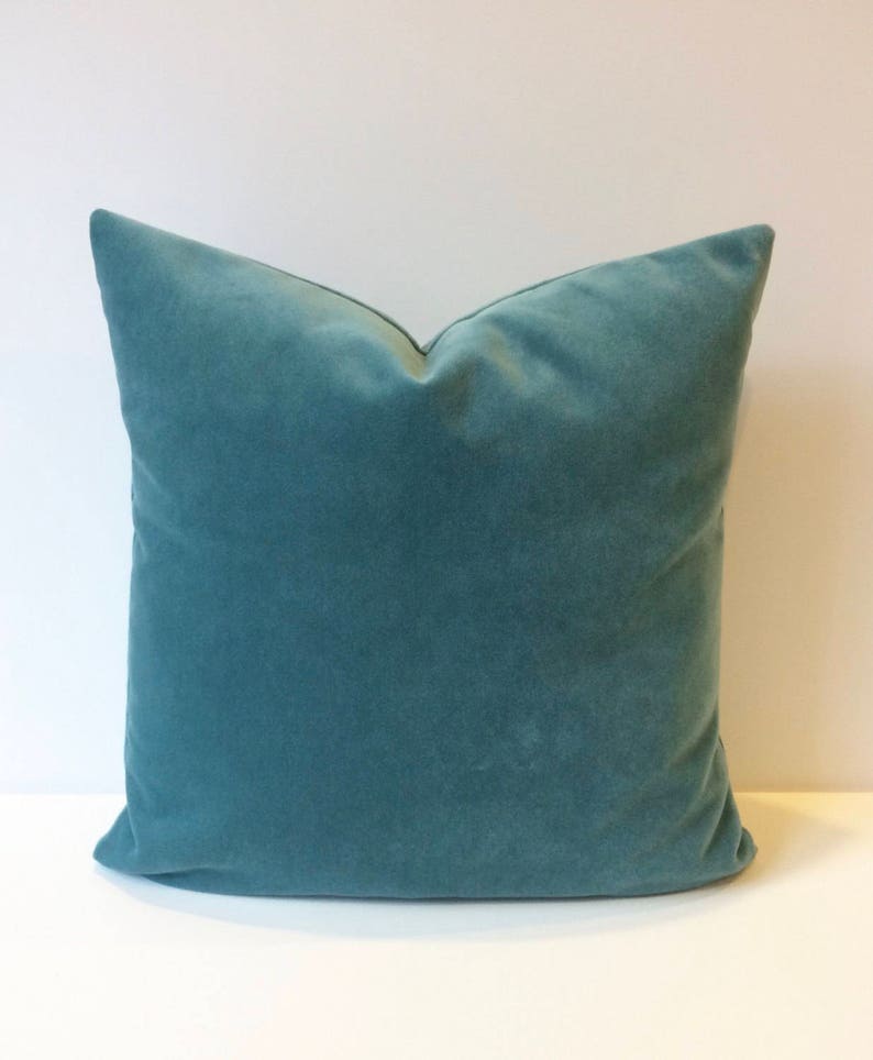 Teal velvet solid decorative pillow cover Etsy
