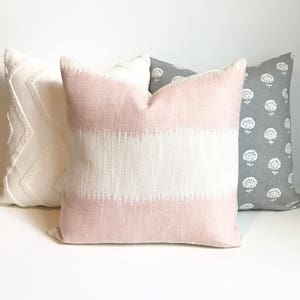 Blush pink ikat striped boho Decorative Pillow Cover image 1