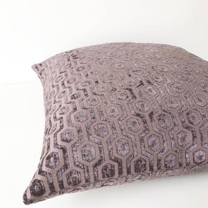 Purple chenille geometric pillow, velvet dots decorative pillow cover image 3