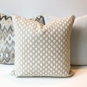 Beige tan and white dots decorative pillow cover, spotted natural pillow cover