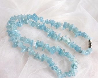 Aquamarine Necklace Blue Crystal Necklace Minimal Jewelry Ocean Inspired Gift for Her Natural Stone Necklace 17.7 Inch Pendant