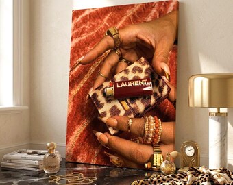 Leopard Print Canvas Art, Vintage Aesthetic Wall Decor, Trendy Cigarette Box Poster, Chic Room Decor, Baddie Aesthetic, Luxury Fashion Print