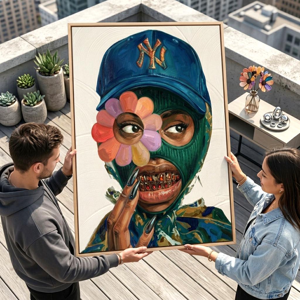 Urban Street Art Canvas Print, Masked Girl Wall Art, Graffiti Woman ...