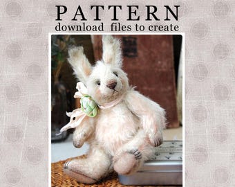 PATTERN Download to create teddy like Rabbit Bundy 17 cm 7 inch