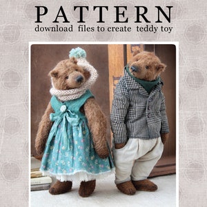new PATTERN Download to create teddy like Bear Holly&Robert  24 cm 9 inch and -pants -jacket -dress- pattern