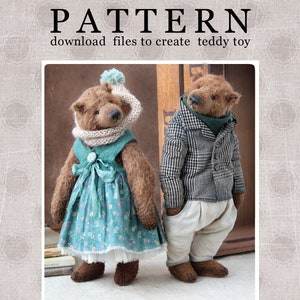 PATTERN Download to create teddy like Bear Holly&Robert  24 cm 9 inch and -pants -jacket -dress- pattern