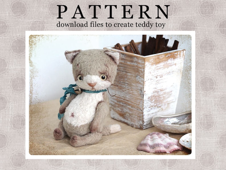 PATTERN Download to create teddy like Сat Kitty Nyashkin 6,5 inch image 1