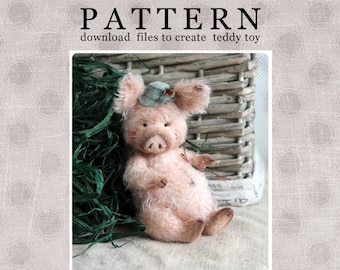PATTERN Download to create teddy like Pig George 15 cm 6 inch