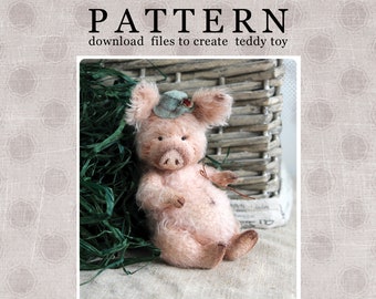 PATTERN Download to create teddy like Pig George 15 cm 6 inch