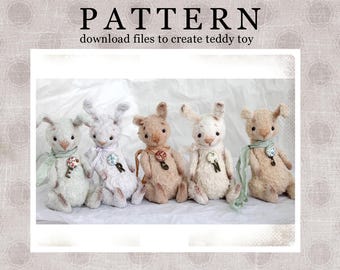PATTERN Download to create Miniature Teddy like Mini Bunny 4,5 inches
