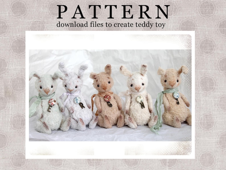 PATTERN Download to create Miniature Teddy like Mini Bunny 4,5 inches image 1