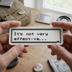 Handmade Pixel Art Embroidered Patch - It's Not Very Effective - Video Game Inspired Iron On Badge patch embroid